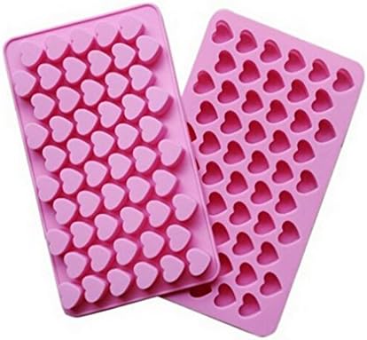 55 Mini Heart Shapes Silicone Soap Crayon Ice Cube Candy Decoration Chocolate Mold, Reusable Cake Mold