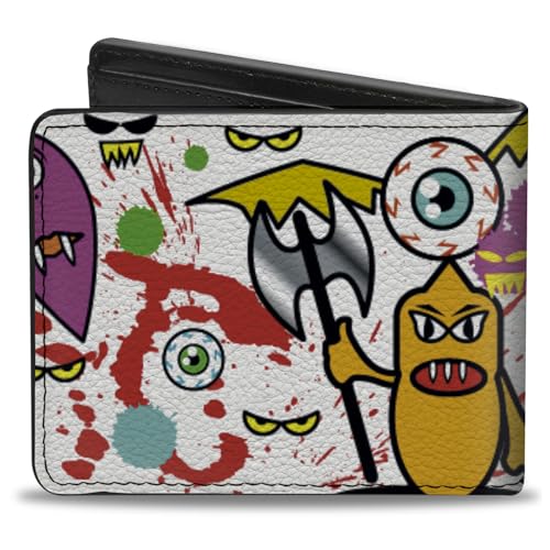 Buckle-Down Men's Wallet, Bifold, Monsters White, Vegan Leather, 4.0" x 3.5"2