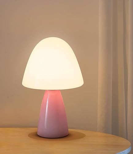 Lámpara de cristal con forma de hongo, bombilla retro regulable reemplazable para dormitorio, sala de estar, mesita de noche, lámpara estética
