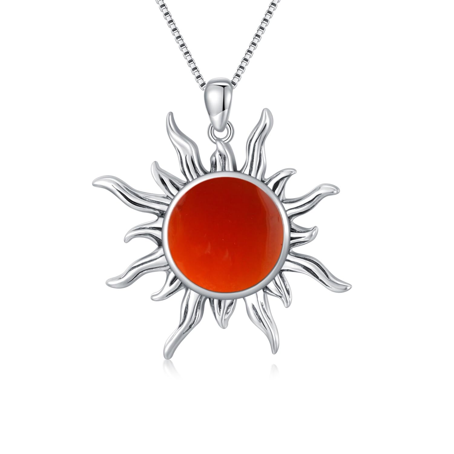 Sun Turquoise Pendant Necklace, 925 Sterling Silver Genuine Gemstones Western Jewelry Gift for Women
