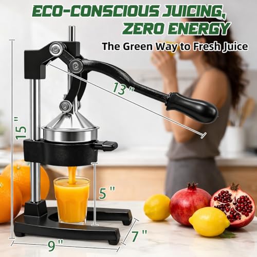 Cast Iron Juicer - Easy-to-Clean Heavy-Duty Manual Juicer, Professional Citrus Juicer Stainless Steel Lemon Squeezer - Manual Citrus Press & Orange Squeezer - Orange Juicer (Black) by Generic - Image 4