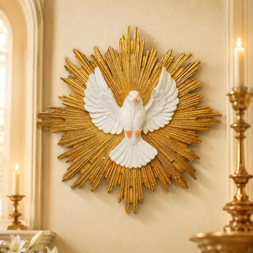 Image of KariGhar Faith Dove Holy Spirit Catholic wall Hanging Idol Perfect for Prayer Room /Drawing Room /Decoration & Gifting (5 x 11 x 11 CM) A0054 (4.5 x 4.5 INCH)