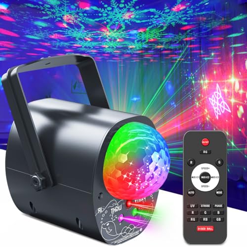 Party Lights Disco Light,Disco Ball with Multiple Light Pattern Show,3 in 1 Sound Activated Party Lights Disco Lights for Parties Indoor DJ Rave Glow Party Festival
