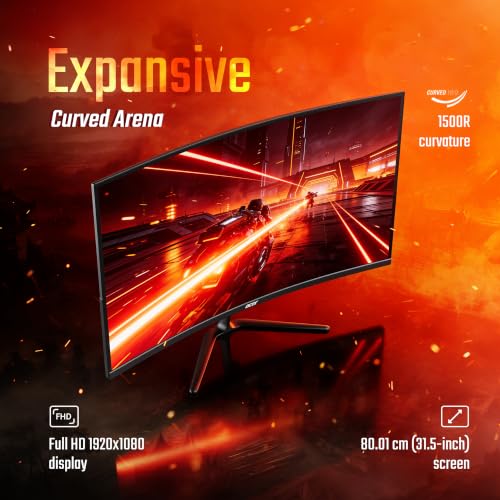 Image of Acer Nitro ED320Q P0 31.5 Inch Curved Gaming Monitor | Full HD 1920x1080 Resolution | 144Hz Refresh | 1ms VRB | AMD FreeSync | 1500R Curved Screen | ZeroFrame Display Widget | VisionCare | HDMI