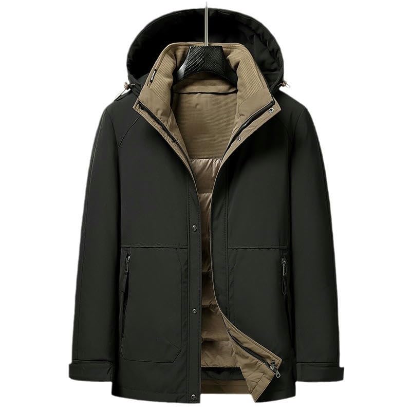 Doudoune chaude homme imperméable avec capuche amovible zippée - 4
