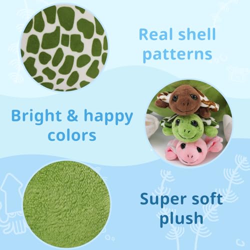 Image of Turtle Stuffed Animals with 3 Babies, 14 inch Sea Turtle Plush, Green