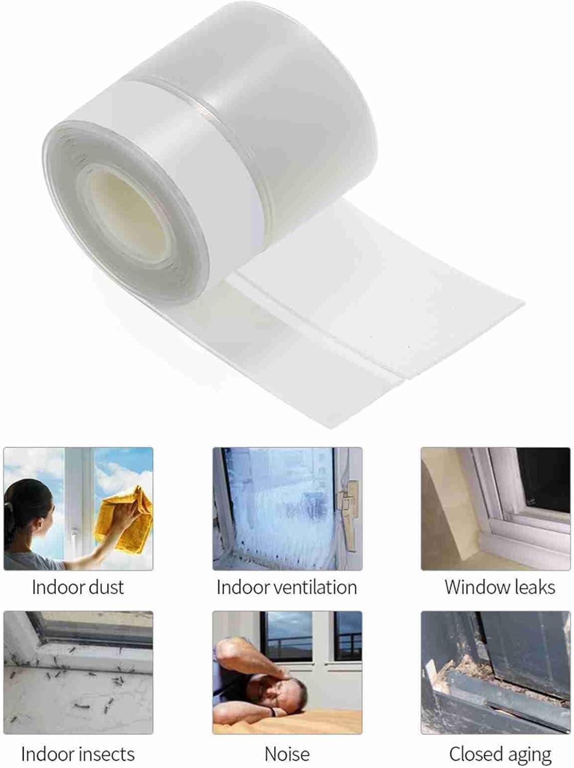 Door Seal Strip for Door Frame, 3.3 Ft Long Silicone Door Seal Strip Weather Stripping Door Seal Noise Reduction for Door and Window (45mm)