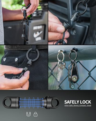 Image of FEGVE Quick Release Magnetic Keychain, Detachable Magnet Key Chain Holder | Lightweight Rustproof, Double Pin Anti-lost Lock, Tangle-free 360 Swivel, for Car Home Keys Valet Daily Carry