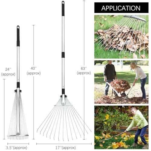 Rastrillo ajustable para hojas de jardín Buyplus miniatura 4