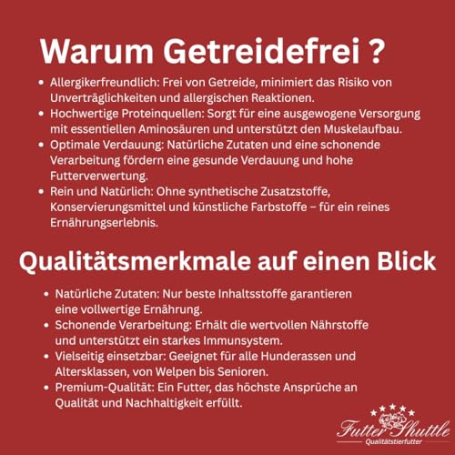 Getreidefreies Hundefutter Adult – Trockenfutter für Sensible Hunde – Hochverdaulich & Ohne Weizen – Futter Shuttle 080 (10 kg)