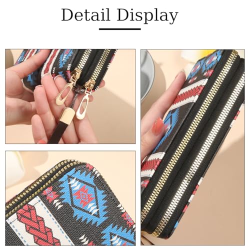 Wallet Purse for Women, Boho-Inspired Wristlet Wallet with Credit Card Holder（Blue）2