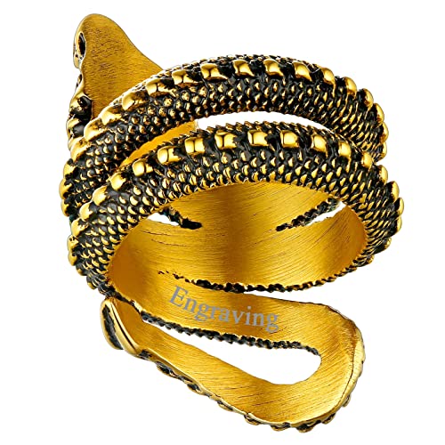 FaithHeart Norse Viking Jewelry Mens Stainless Steel Vikings Thor's Hammer/Wolf Head Ring Valknut Warrior's Gothic Jewelry-Personalized Engrave 01. Thor Hammer-Black 7