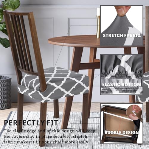 Image of SearchI Dining Chair Seat Covers Set of 2, Rear Covered, Grey