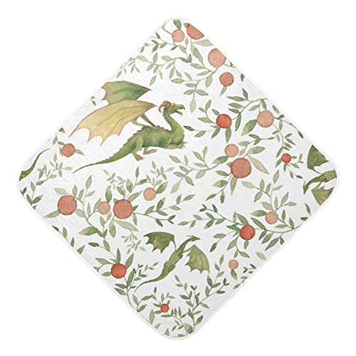 Image of Kigai Baby Hooded Towel Absorbent Baby Bath Shower Towel with Hood for Newborn Boys Girls Babies Infant Toddler (Medieval Dragons 35 x 35 Inch)
