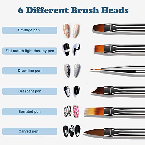 Sunwuun 6 Piece Nail Brush Set, Nail Art Dotting Pens Kit Includes Acrylic Rhinestone Crystal Brush Salon Decoration… – Bild 5
