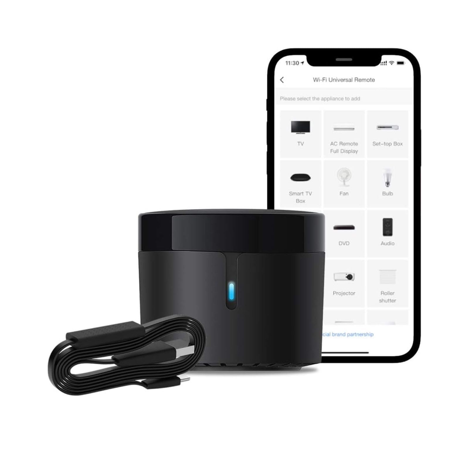 RM4 Mini - Telecomando universale IR con cavo HTS2 (solo Wi-Fi a 2,4 GHz), Blaster a infrarossi Wi-Fi per domotica intelligente per TV, climatizzatori, audio STB, compatibile con Alexa e Google Home.