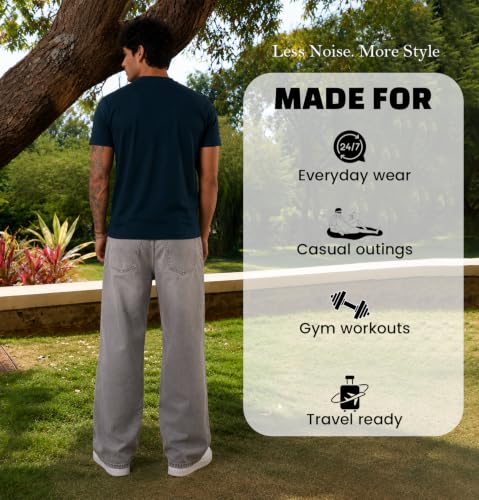 Image of Sleepynuts Men's Everyday Wear Crew Neck Regular Fit T-Shirt | Half Sleeve Solid Plain Casual T-Shirt for Men | Soft Breathable Fabric |