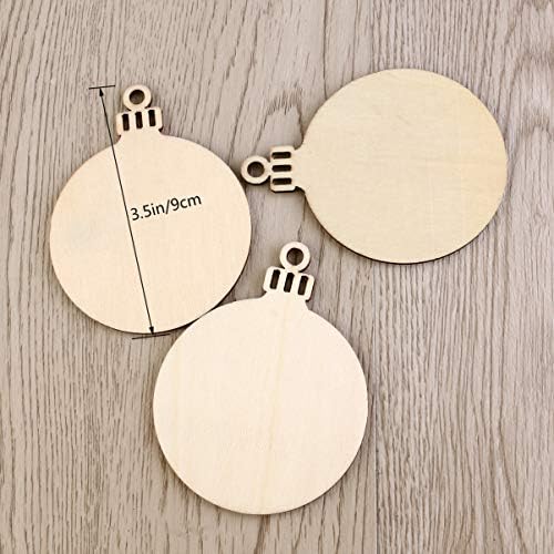 TENDYCOCO 10pcs Wooden Round Bauble Blank Hanging Decor Christmas Tree Decorations Ornament Gift Tag Shapes