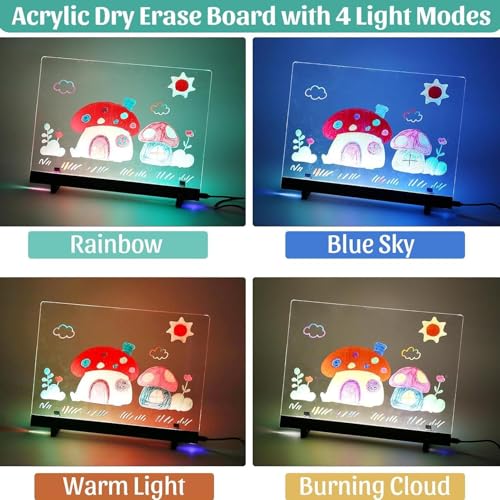 Planche à dessin LED rechargeable acrylique avec 4 modes et marqueurs - 5