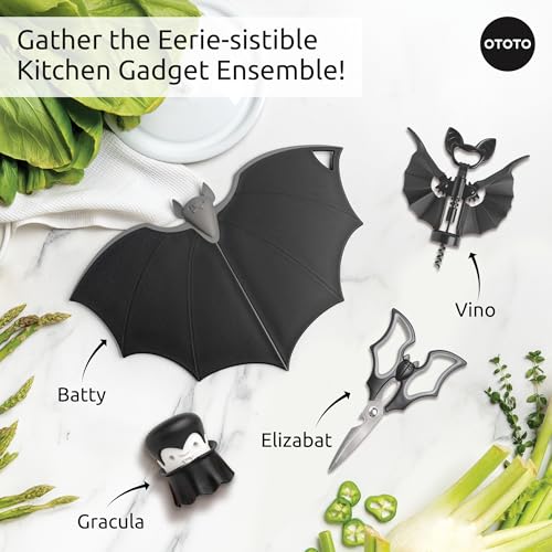 ’OTOTO Batty Faltbares Schneidebrett – gruseliges Halloween-Küchenzubehör, lustige Küchenhelfer, Gothic-Küchenzubehör, Gothic-Küchenzubehör, Gothic-Geschenke, Kunststoff-Schneidebretter