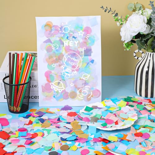 16000 Pcs Bleeding Tissue Paper 1 Inch Squares and Round Watercolor Bleeding Paper for Art Wet Strength Tissue for DIY Projects Scrapbooking Greeting Cards (Multicolor) by Tobeelec - Used condition - Image 5