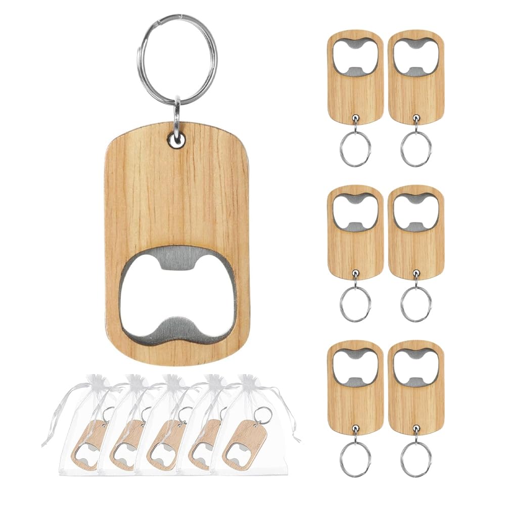 CTRLZS 20Pcs Personalised Wooden Keychain Bottle Opener Bulk Bottle Opener Party Favors Family Reunion Favors Wedding Gifts