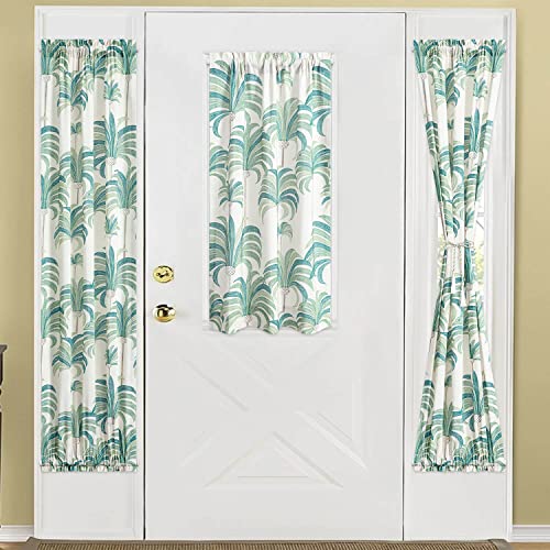 Image of VOGOL Front Door Panel Curtains, Tropical Green Leaves Printed Rod Pocket French Door Curtains, 72 Inches Long Patio Door Curtain for Living Room Sliding Glass Door, 1 Piece