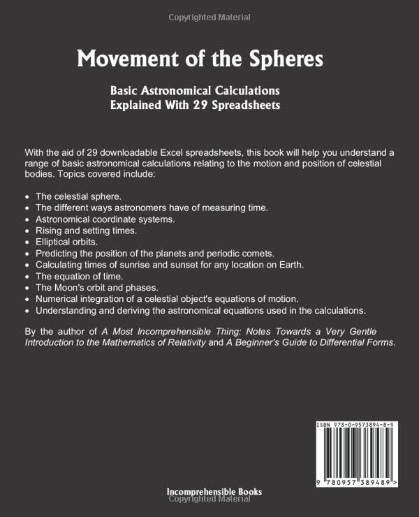 Movement of the Spheres: Basic Astronomical Calculations Explained With 29 Spreadsheets - Image 2