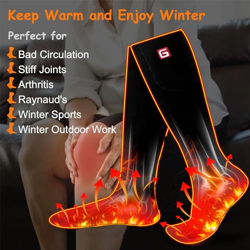 Electric Heated Socks Rechargebale Battery Powered Heating Socks for Men Women,Winter Thermal Insulated Thick Sox Kit for Chronically Cold Feet,Novelty Sports Hunting Hiking Skiing Foot Warmer Socks3