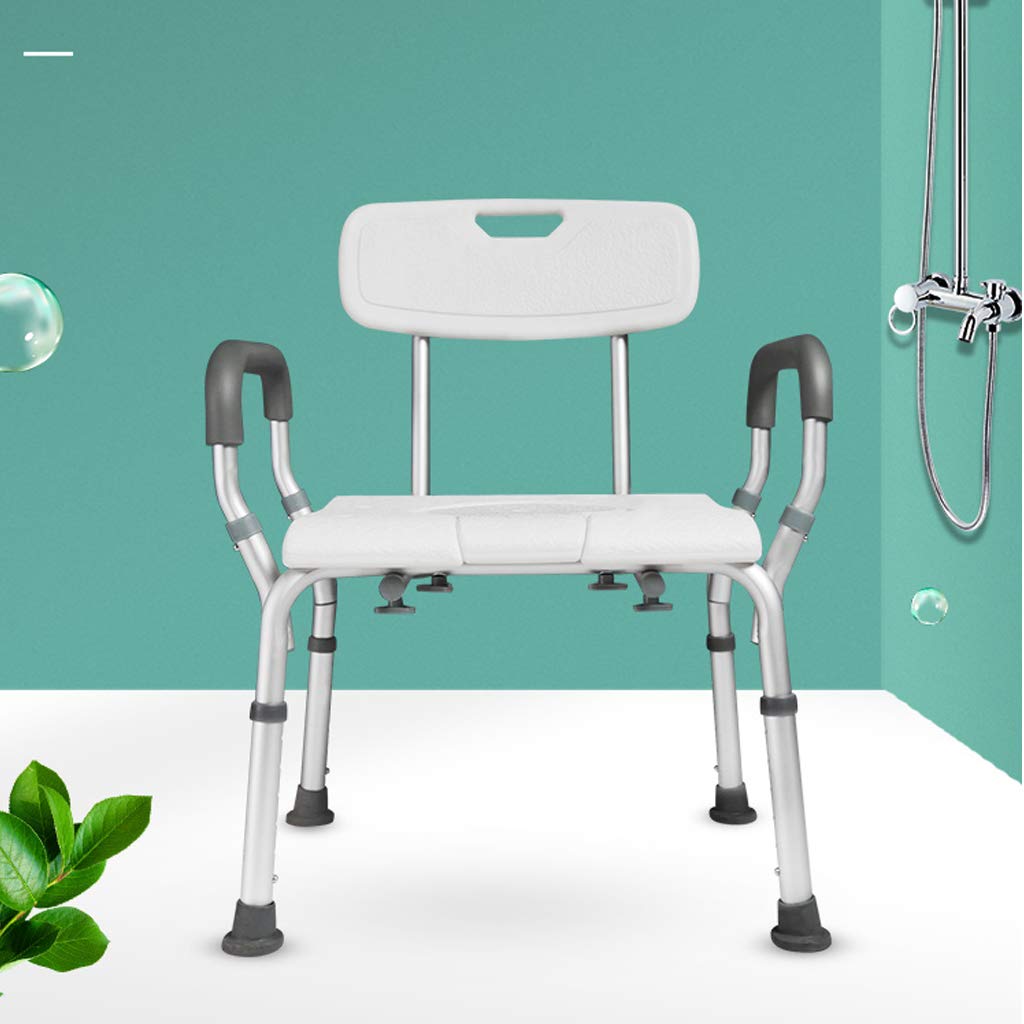 CHEWYNP Taburete de baño para bañera, Ducha, Silla elevadora, Asiento de baño ergonómico, Taburete de Altura Ajustable con asa de Seguridad, Almohadilla Antideslizante para piernas, Ayuda