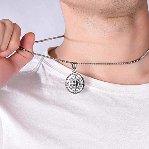 Compass Necklace for Men Chain Stainless Steel Compass Pendants Male Jewelry - Image 6