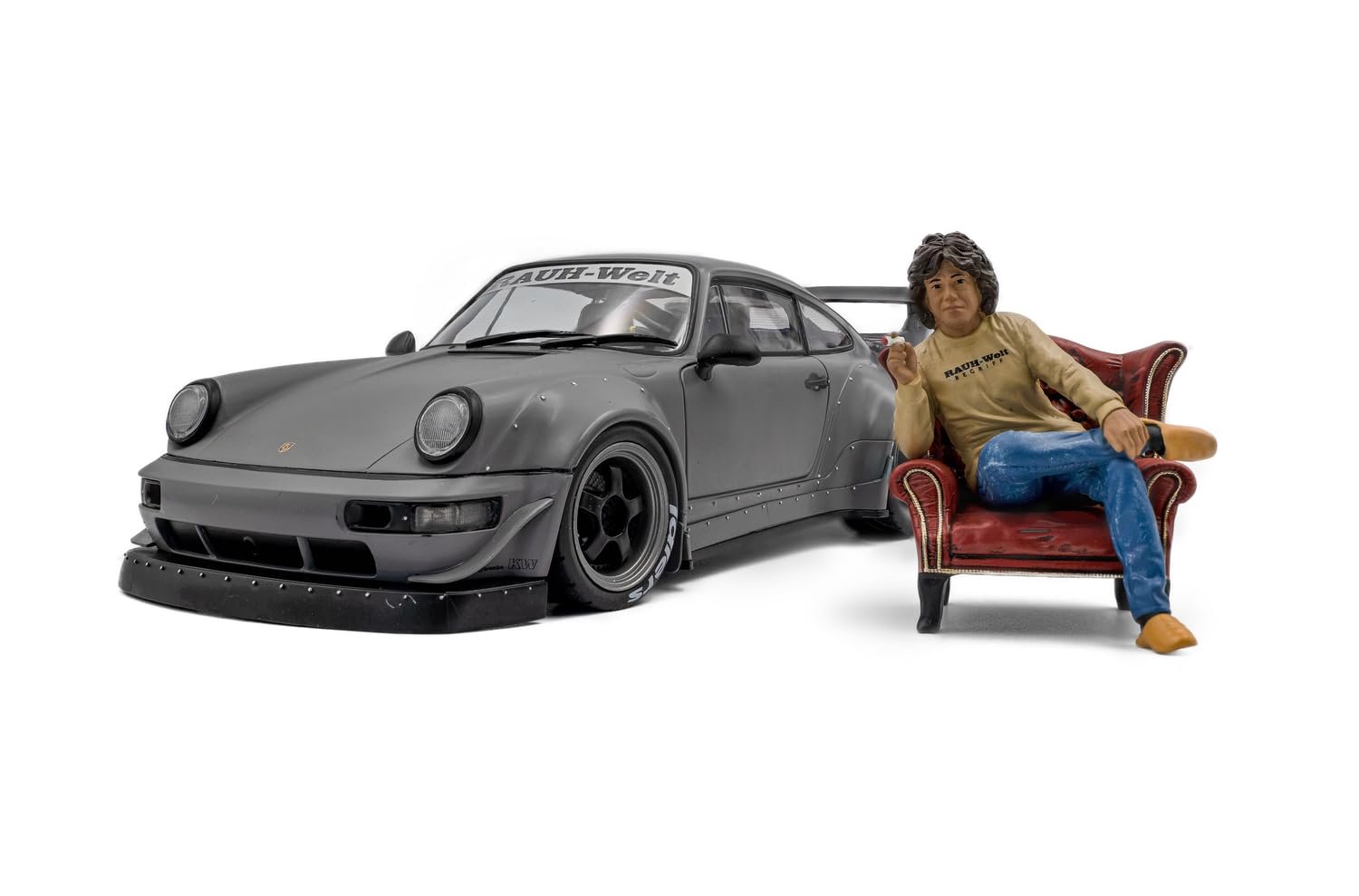 SOLIDO S1807517 1/18 RWB Body Kit (Gray) with Mr. Nakai Figure, Finished Product