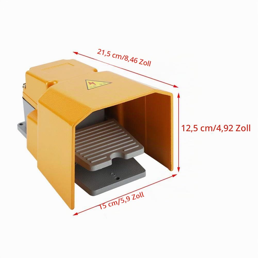 Aluminium Fußschalter, Industrielles Fußpedal Fußpedal Fußpedal Switch Foot Controller Pedal Schalter 250V 10A LT-6H Ein/Aus-Fußschalter mit Anti-Rutsch-Pad Eingebauter Mikroschalter