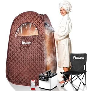 Portable Sauna for Home,2.6L 1000W Portable Steam Sauna Full Size Personal Steam Room,Sauna Tent with Steamer, 90 Minute Timer, Chair, Remote Control(Brown)