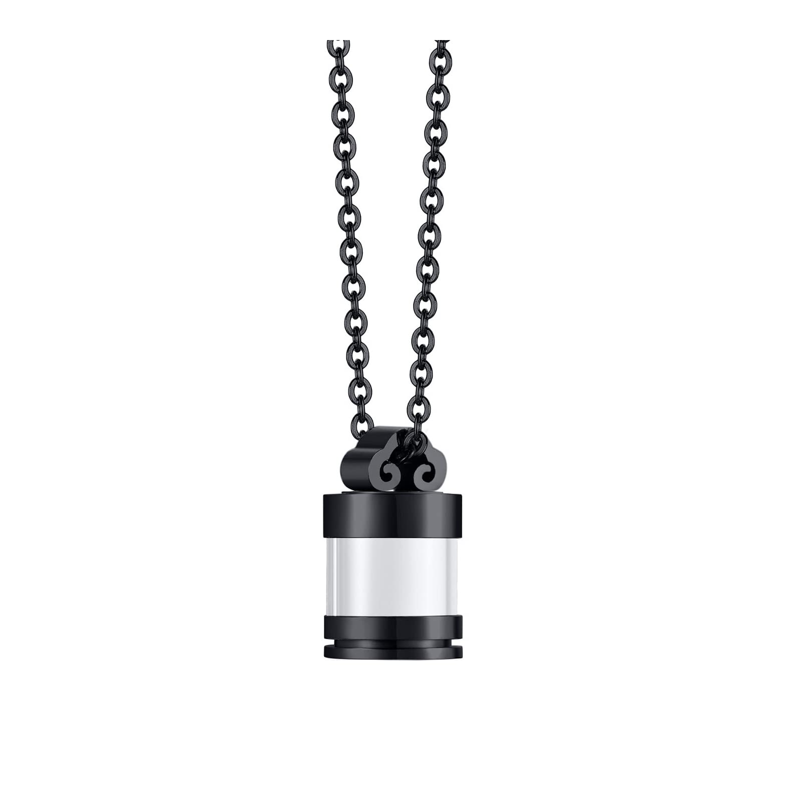 OAKKY Unisex Stainless Steel Glass Perfume Bottle Urn Necklace for Human Pet Ashes Memorial Locket Jewelry