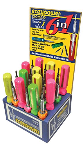Image of Eazypower 86330 12-Pack Black, Blue, Green, Red 6-in-1 Camper, Mobile Home, RV Screwdriver with 5 /32-inch /R2 Clutch /Square Recess;