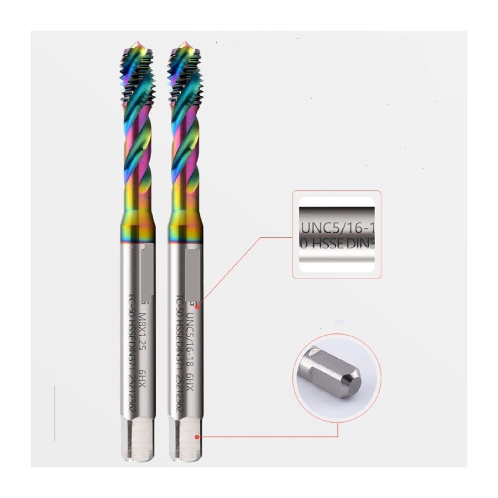 Grifo métrico de 371 376 Macho de roscar espiral estándar Fortalecimiento del uso de machos de roscar for tornillos de máquina(M18X2.5 6HX DIN376)