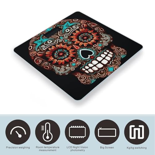 Báscula de vidrio templado para baño Sugar Skulls Day of the Dead miniatura 3