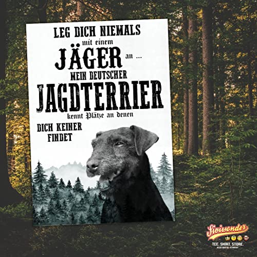 Schild DEUTSCHER JAGDTERRIER Dog Hund Jäger Spruch Türschild Hundeschild Jagd Jagdhund Geschenkidee lustiger Spruch Hundemotiv Aluminium Wetterfestes Hundeschild