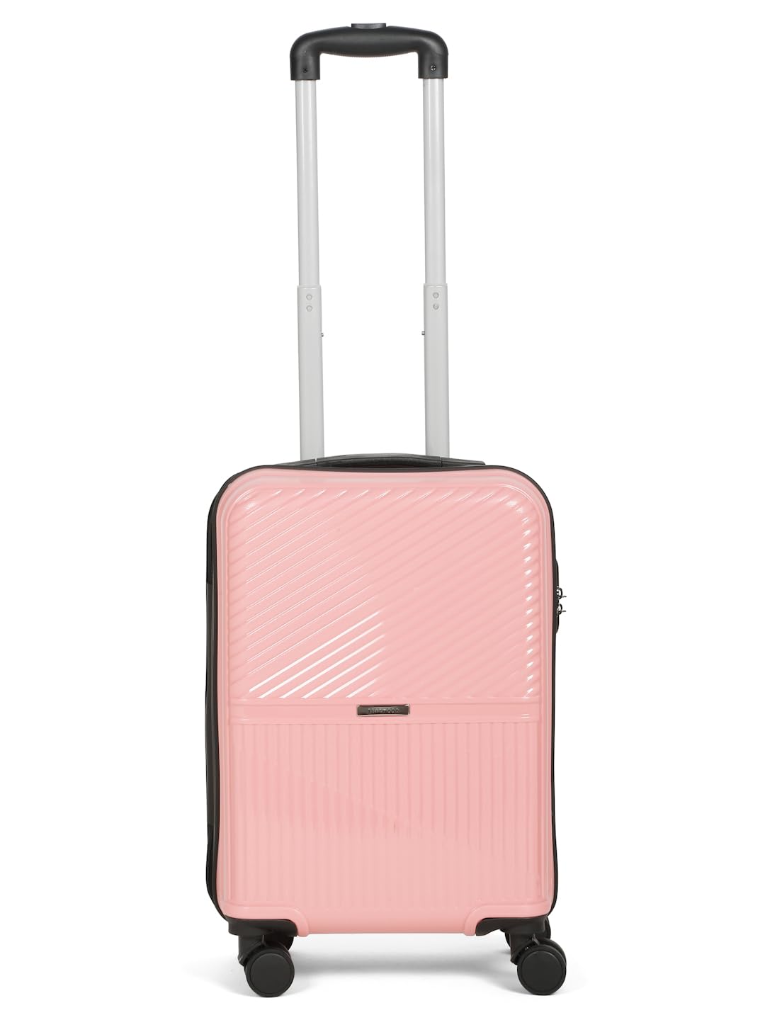 Teakwood Small Size 8 Wheels Trolley Bag, Hard Cabin with Zipper Closure, Adjustable Push Button & Cross Side Strap, Number Lock System 360 Degree (Small, Rose)