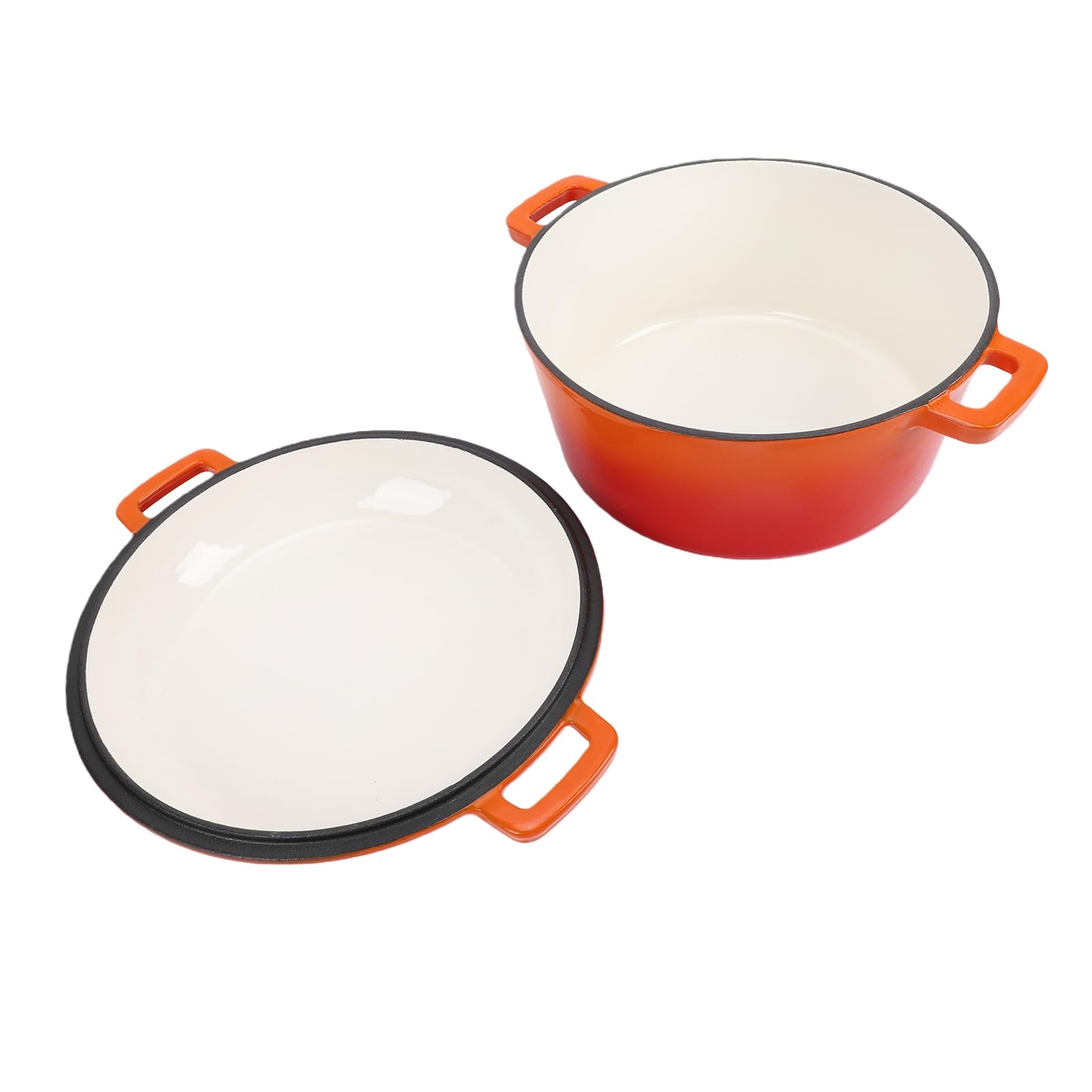 Annadue Emaliowany żeliwny Garnek do Gotowania z pokrywką, z Dwoma (ORANGE)