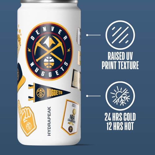 Image of Hydrapeak NBA Officially Licensed Denver Nuggets 20oz Insulated Water Bottle with Straw Lid & Carry Handle, Leak-Proof Stainless-Steel Game Experience Sports Bottle for Kids, School, Camp