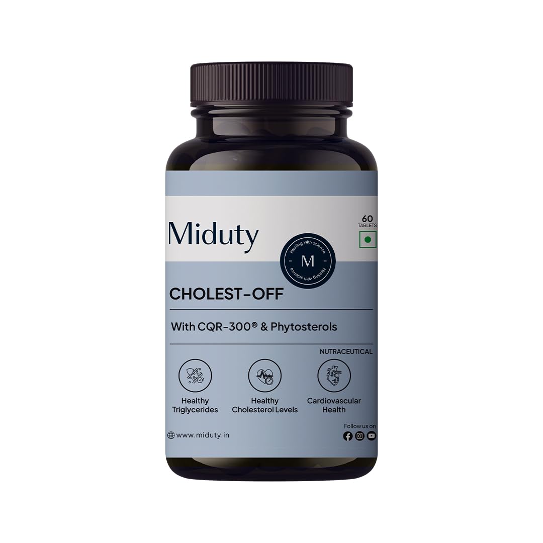 Miduty Cholest-Off - Helps in Normal Cholesterol Levels - Aged Garlic Extract - Pine Phytosterol - Bergamot Orange Fruit Extract - Niacin Vitamin B3-60 Tablets