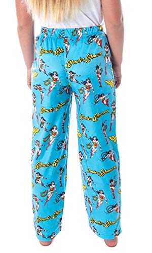 DC Comics Girls' Wonder Woman Vintage Character Allover Pattern Kids Lounge Sleep Pajama Pants2