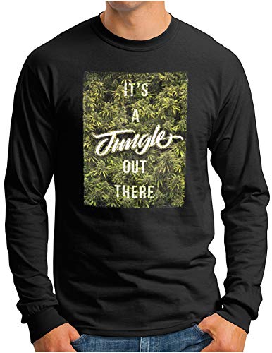 T-shirt Weed-Jungle homme manches longues noir OM3 Smoking Ganja taille 3XL