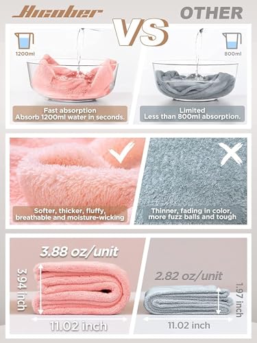 Image of Hicober Microfiber Hair Towel, 3 Packs Hair Turbans for Wet Hair, Drying Hair Wrap Towels for Curly Hair Women Anti Frizz (Pink,Blue,Green)