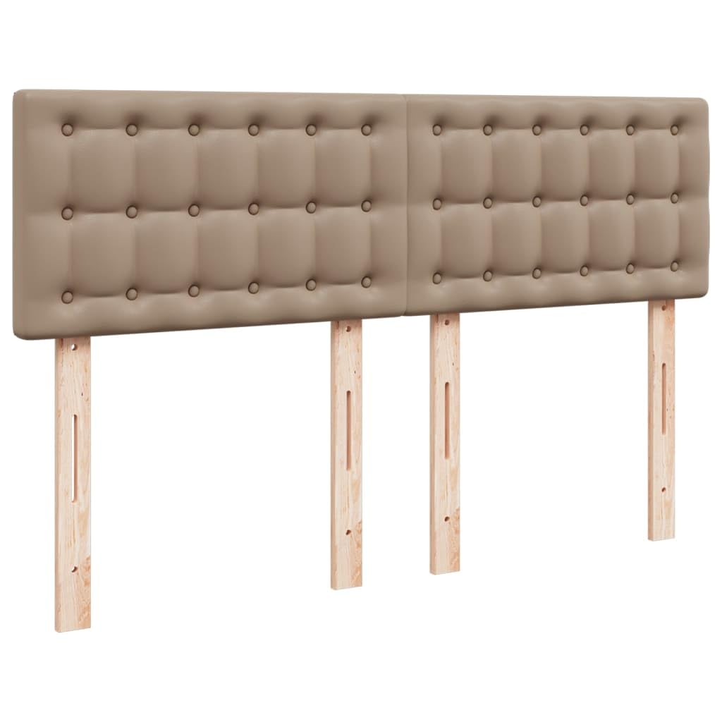 Skóra syntetyczna kieszeniowy materac sprężynowy 160x200 cm brąz | Łóżko kontynentalne z materacem kieszeniowym, topperem, cappuccino 160x200, solidna rama z zagłówkiem, luksusowa skóra