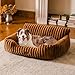 MEWOOFUN Hundesofabett - Katzenbetten für Hauskatzen Weich und Flauschig, Katzensofabett Kleines Hundebett für Hunde und Katzen, Beruhigendes Hundebett (Braun, 91x72x30cm)