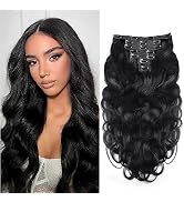 Liqusee Clip in Hair Extensions 100% Remy Virgin Human Hair Extensions 7pcs Per Set with 16 Clips...