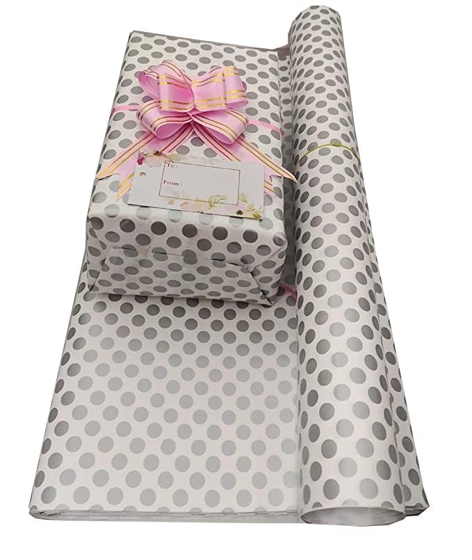 SEJASCOLLECTIONS | Pack of 20 | Elegent Gift Wrapping Paper, Gifts Wrap Sheets, Packing Paper Sheet For Packing,Diy Birthday, Christmas, Wedding (Pattern Polka Dot Golden/Silver)